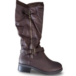 Dream Pairs Turtle Women's Brown Knee High Riding Boots Sz 12 Buckle Slouchy NEW